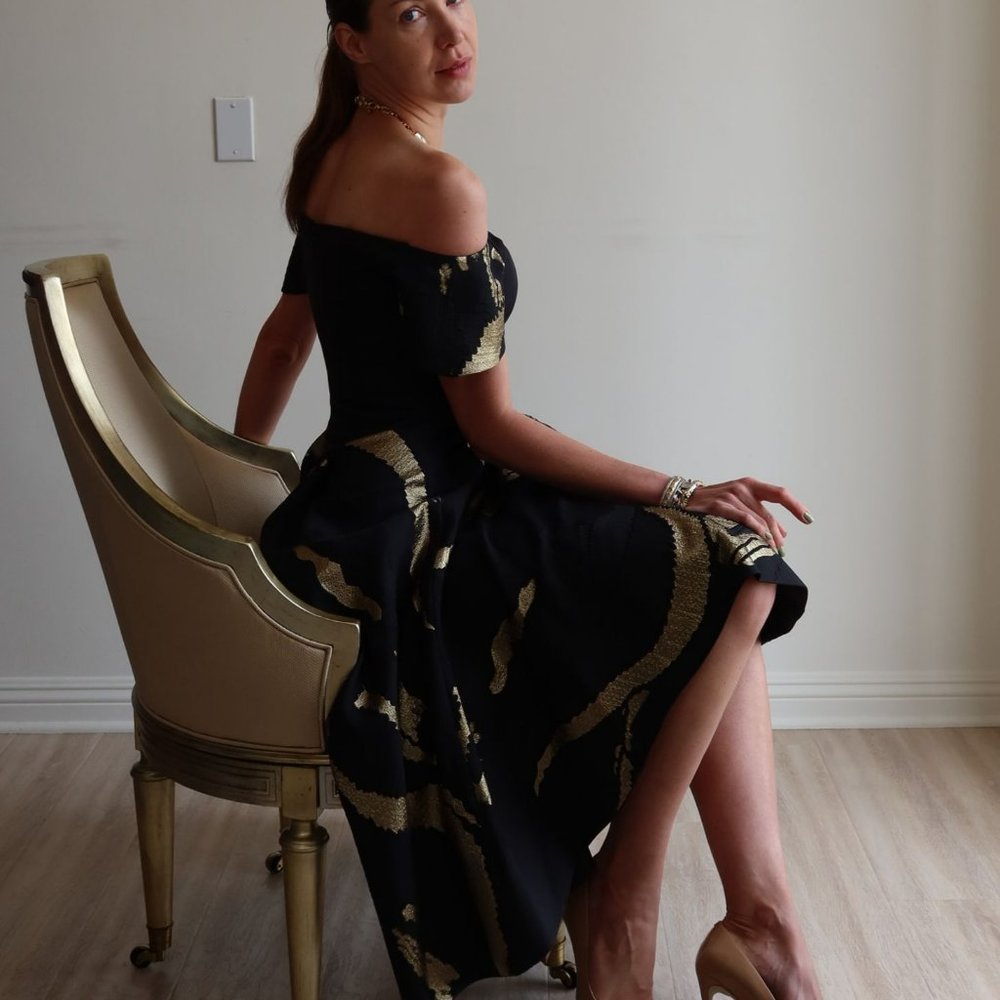 John Paul Ataker 1169-1871&2114 High-Low Formal Black and Gold Dress